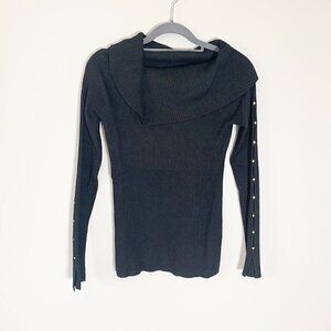 White House Black Market black long sleeve fitted rib knit turtleneck sweater